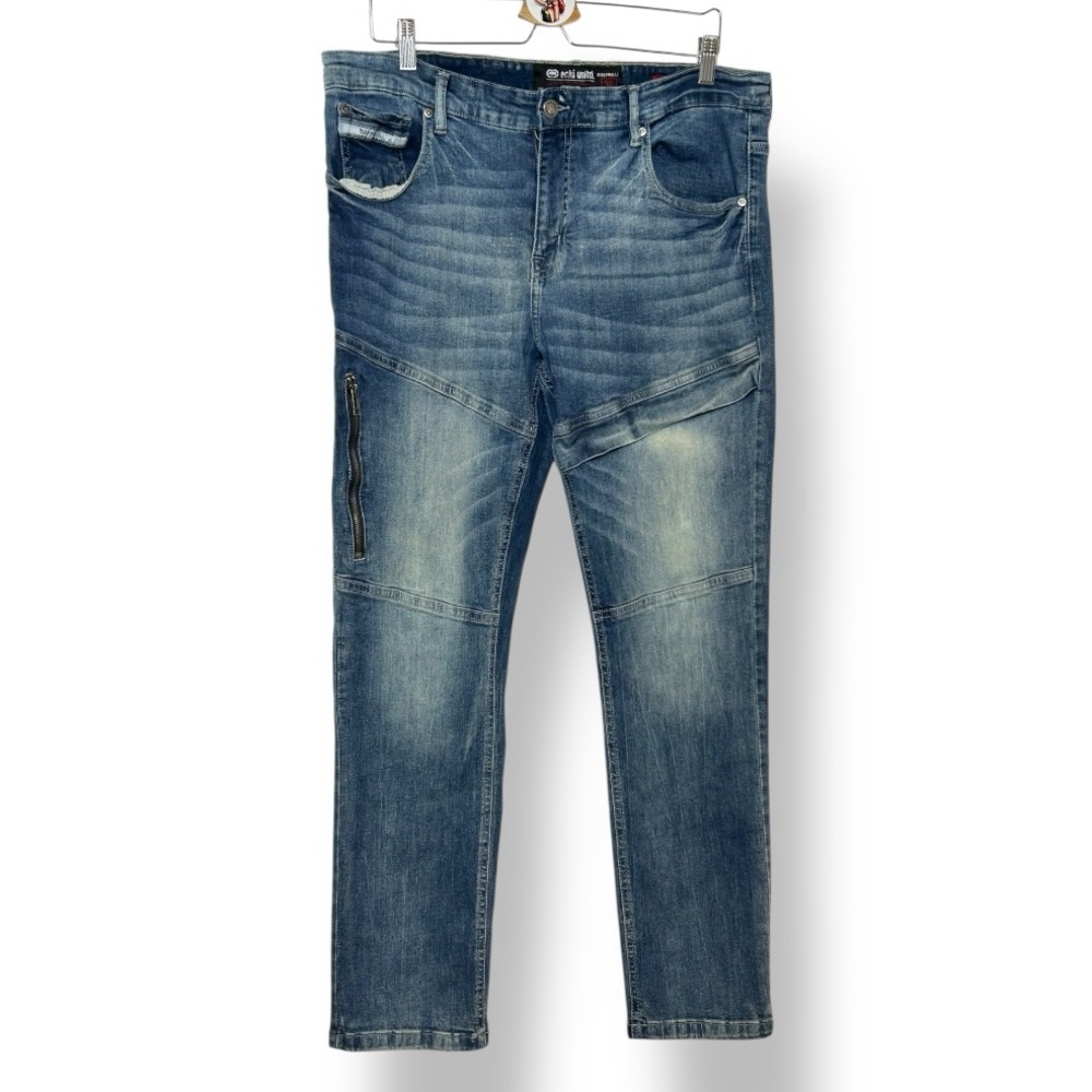 Vintage Y2K‎ Ecko Unltd. Jeans Mens Dark Blue Denim Moto Skinny Skater Size 36